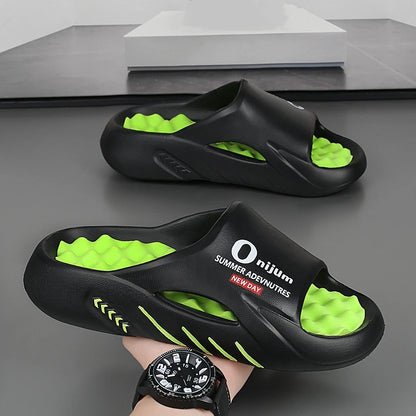 Discover the New Men's Massage Slippers, perfect for both indoor and outdoor use. These casual beach sandals feature a comfortable sole and come in a wide range of sizes from 38 to 47. - 02ALABA