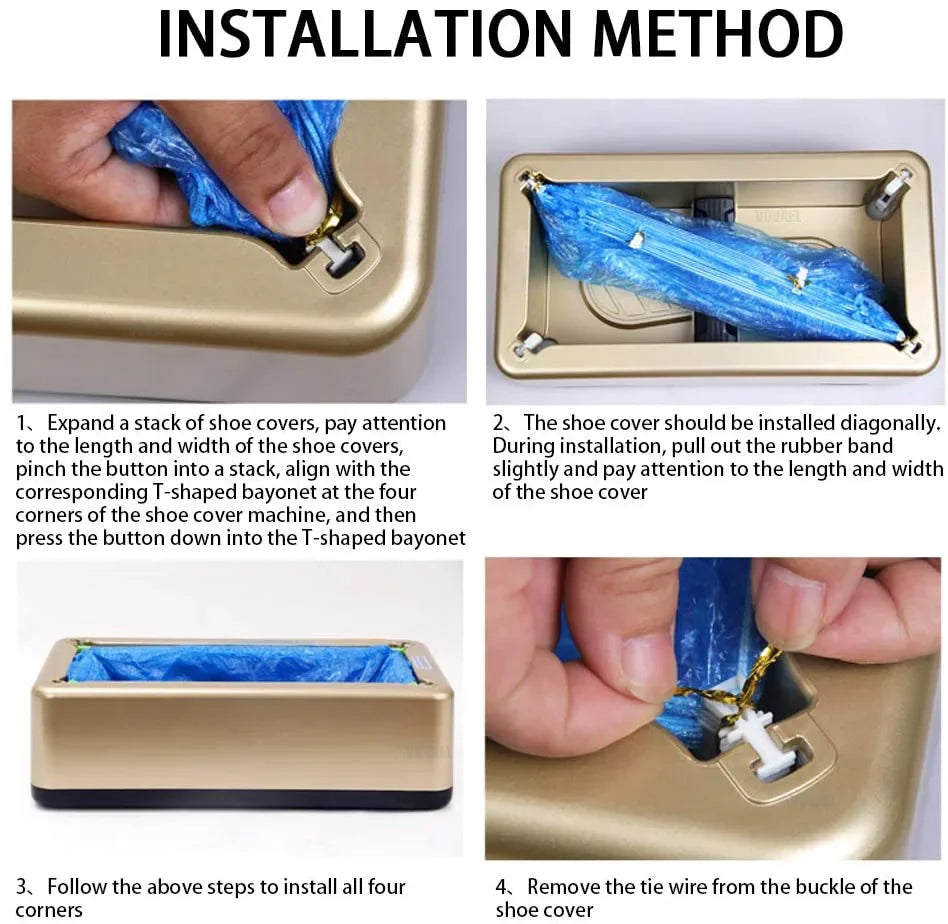 Automatic Shoe Cover Machine Waterproof Disposable Shoes Cover Overshoes Dispenser Portable Hand-Free Machine for Home, Office