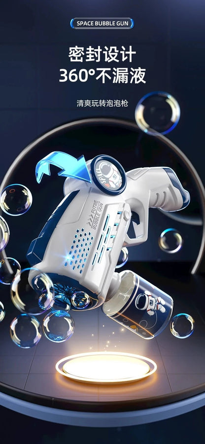 New Porous Astronaut Electric Bubble Gun Kid Toy Bubbles Machine Automatic Soap Blower with Light Summer Outdoor Party Games toy