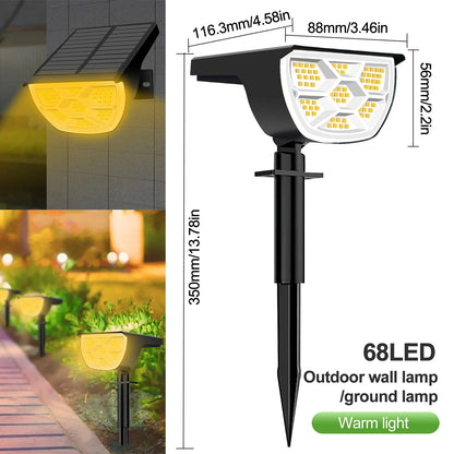 72/68 LED Solar Landscape Lights, IP65 Waterproof Outdoor Solar Light with 3 Modes, Solar Garden Spotlight for Yard, Lawn, Walkway. - 02ALABA