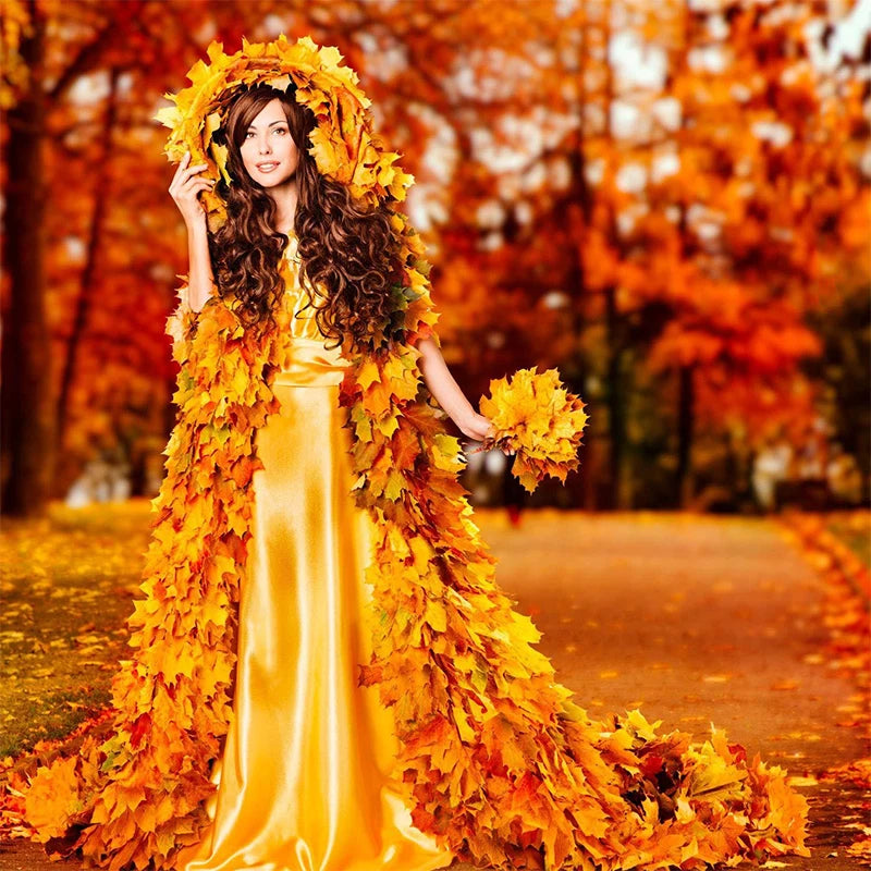 50/100 Pieces Artificial Silk Maple Leaves, Autumn Faux Leaf Garlands, Maple Leaf Vines for Thanksgiving, Halloween, and Wedding Party Decorations. - 02ALABA