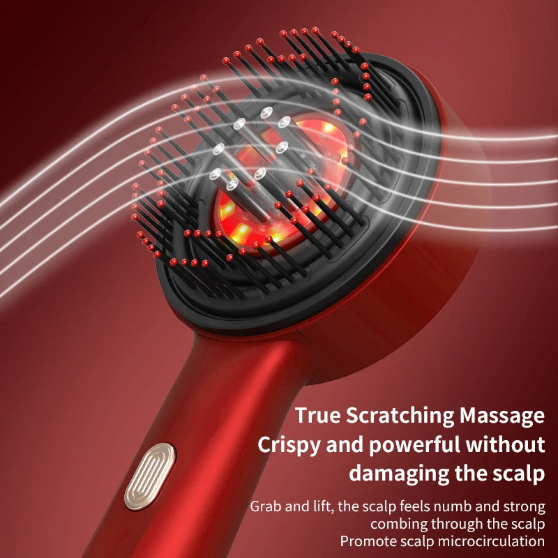Electric Vibration Massage Comb with Hair Growth Oil - Red Light Laser Therapy Scalp Applicator Brush for Hair Follicles