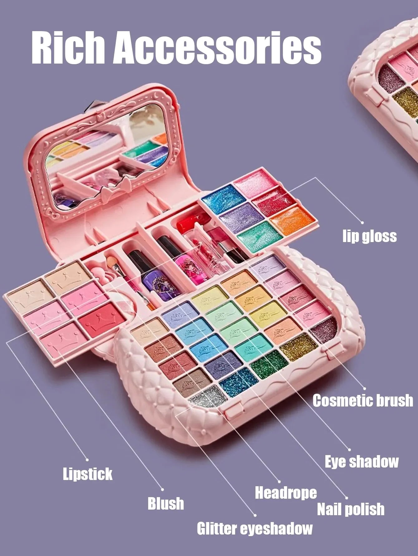 Kids Washable Makeup Kit - Pretend Play Cosmetic Set with Mirror, Non-Toxic & Safe Beauty Toys for Girls, Perfect Birthday Gift