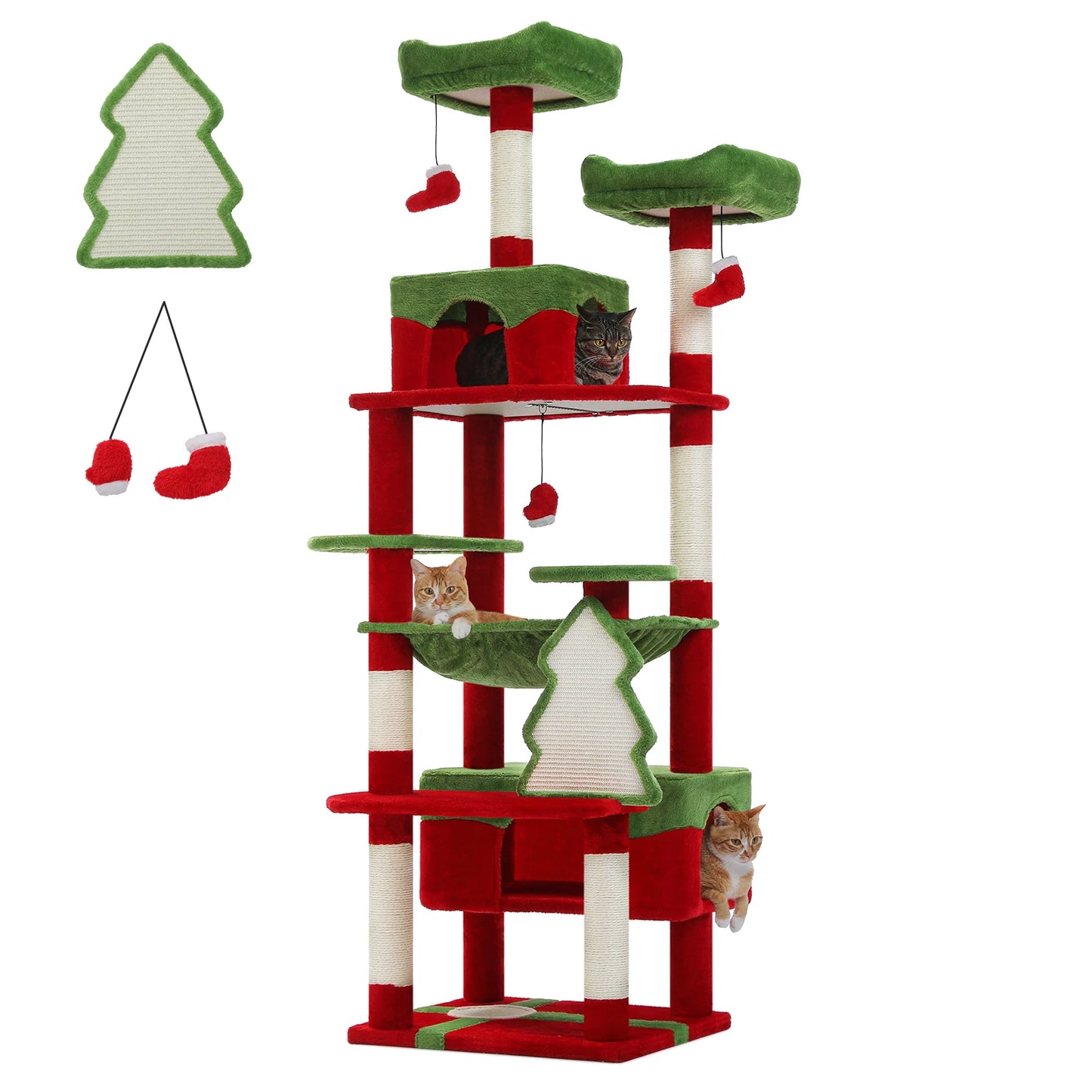 Large Cat Tree and Tower for Indoor Cats With Sisal-Covered Scratching Posts Spacious Hammock Padded Perches and Condos Cat Toys