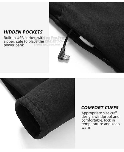 USB-Powered Heated Vest for Men and Women - Electric Heating Jacket with Adjustable Temperature for Outdoor Sports, Camping, Motorcycling, and Winter Activities