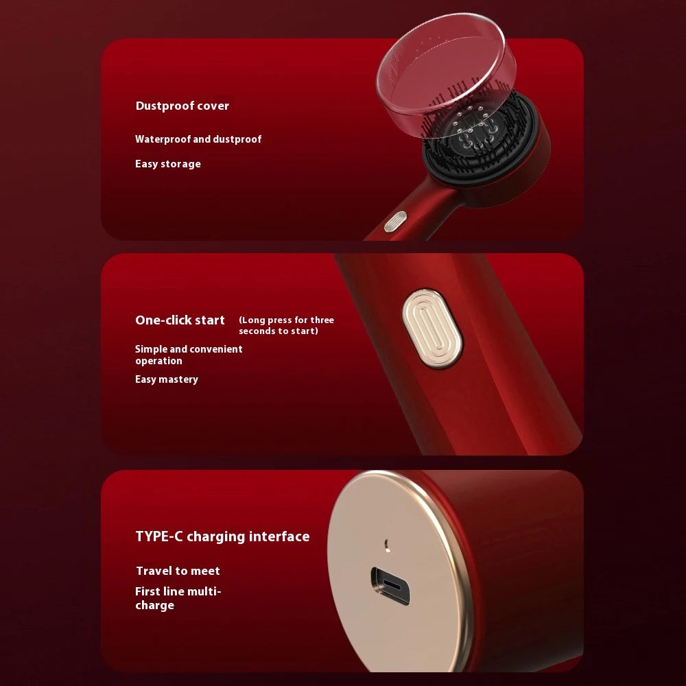 Electric Vibration Massage Comb with Hair Growth Oil - Red Light Laser Therapy Scalp Applicator Brush for Hair Follicles