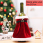 2024 Christmas Wine Bottle Cover Set, Golden Velvet Dress and Cap, Wine Bottle Bag Sleeve for Xmas and New Year Dinner Table Decoration. - 02ALABA