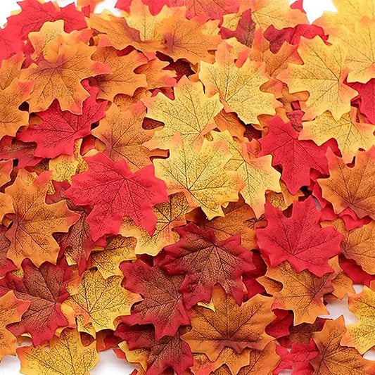 50/100 Pieces Artificial Silk Maple Leaves, Autumn Faux Leaf Garlands, Maple Leaf Vines for Thanksgiving, Halloween, and Wedding Party Decorations. - 02ALABA