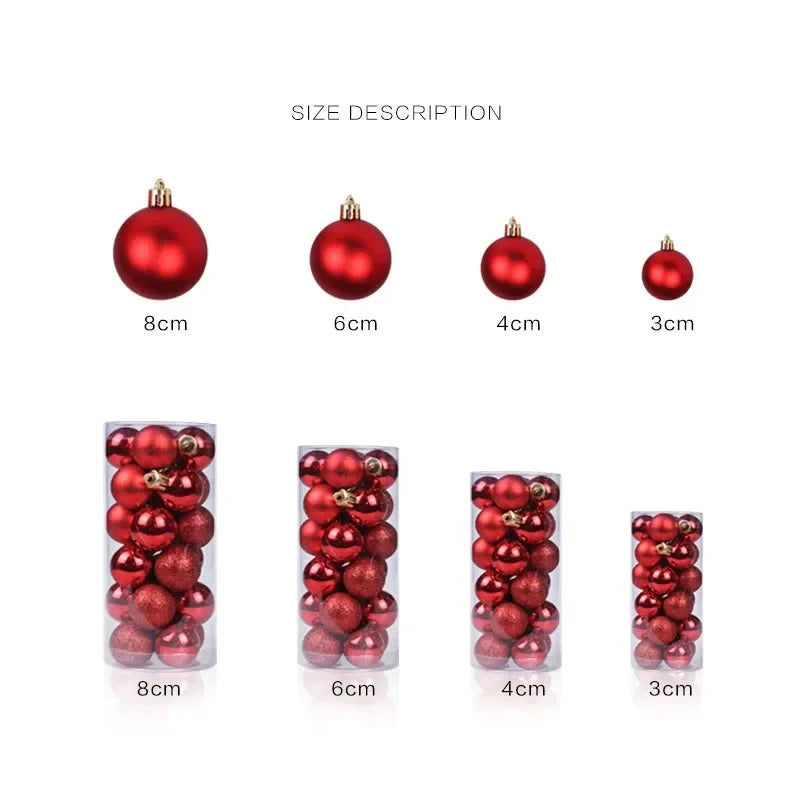 24 Pcs Christmas Ball Ornaments for Xmas Tree - Shatterproof Hanging Decorations for Holiday Wedding - 02ALABA