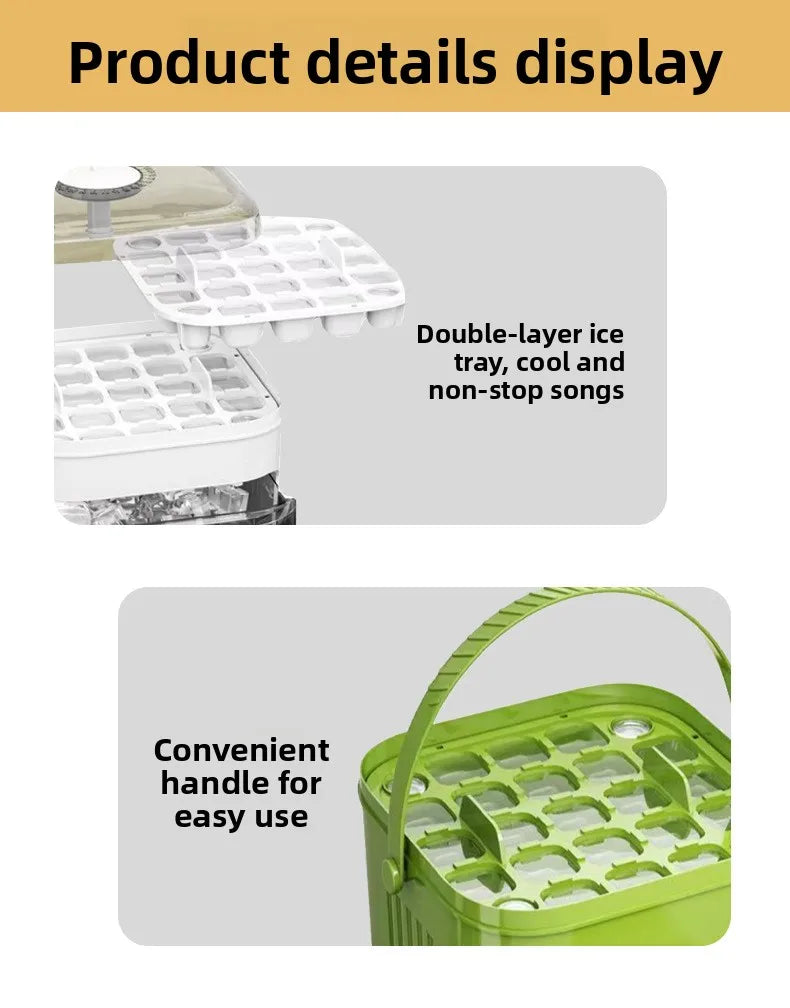 50-Cube Ice Maker with Easy Press Cap with Easy-press Lid Large Capacity Ice Cube Machine Reusable Food-grade Ice Cube Mold