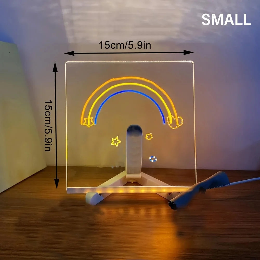 LED Note Board Night Light With Colorful 7 Pens DIY Acrylic Message Board Erasable Painting Drawing Board For Kids Birthday Gift