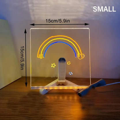 LED Note Board Night Light With Colorful 7 Pens DIY Acrylic Message Board Erasable Painting Drawing Board For Kids Birthday Gift