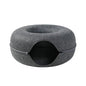 Donut Cat Tunnel Bed: Natural Felt Pet House and Interactive Play Cave for Cats and Small Dogs - 02ALABA