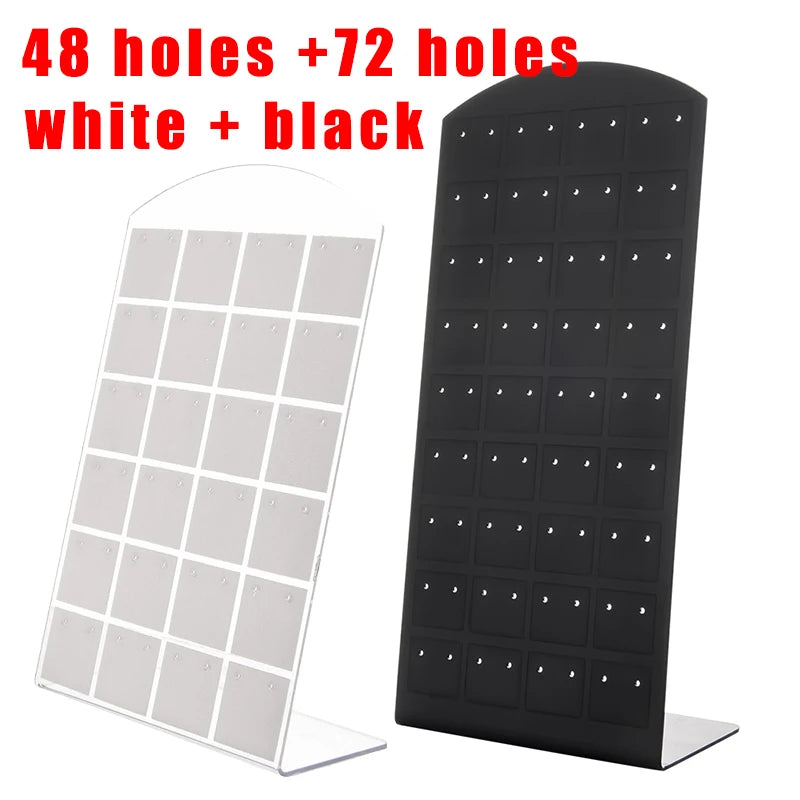 2pcs 48/72Holes Portable Earrings Ear Studs Holder Plastic Jewelry Display Holders Earring Showcase Organizer Stand Storage Rack