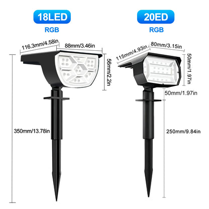 72/68 LED Solar Landscape Lights, IP65 Waterproof Outdoor Solar Light with 3 Modes, Solar Garden Spotlight for Yard, Lawn, Walkway. - 02ALABA