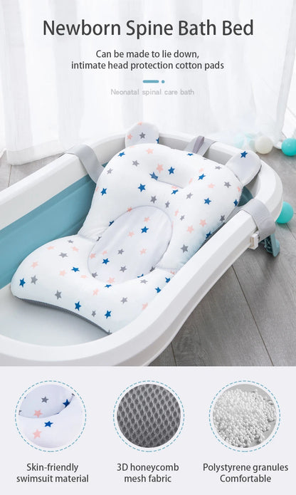 Baby Bath Support Pad Foldable Floating Seat Adjustable Newborn Bathing Cushion Infant Safety Net Hammock
