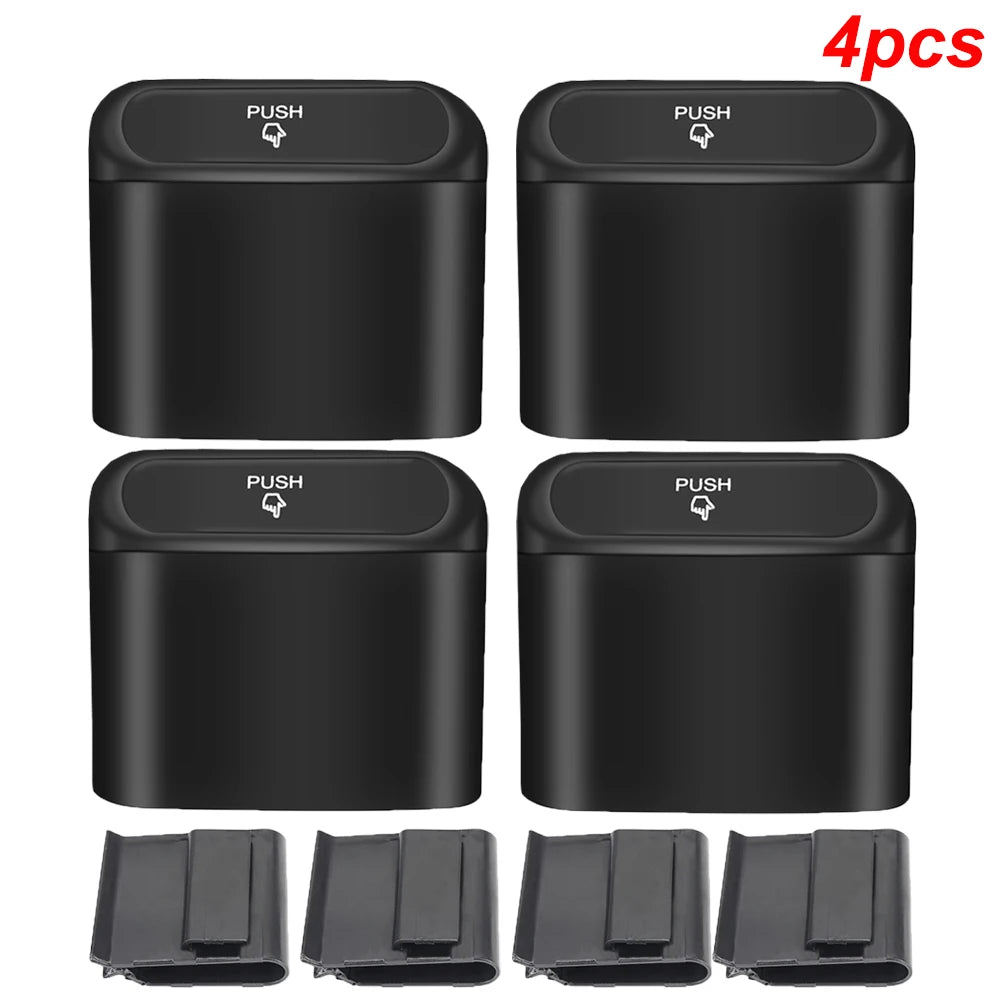 1L Car Interior Storage Case Trash Bin Push Can Mini Tray Dustbin Garbage Box Door Seat Clip Stand Holder Automotive Accessories