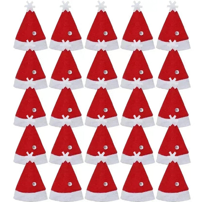 Christmas Wine Bottle Cover Caps, Red and Green Xmas Hat and Scarf Sets, Home Ornament, Festival Party Tableware Decoration Supplies - 02ALABA