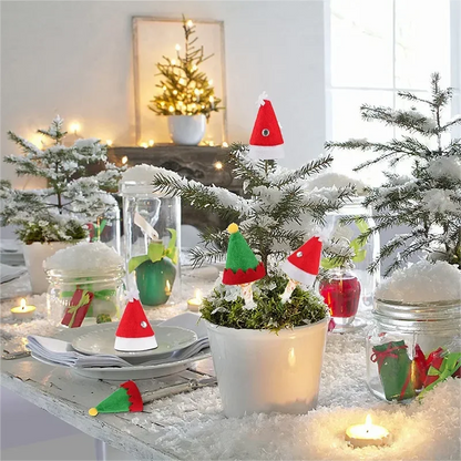 Christmas Wine Bottle Cover Caps, Red and Green Xmas Hat and Scarf Sets, Home Ornament, Festival Party Tableware Decoration Supplies - 02ALABA