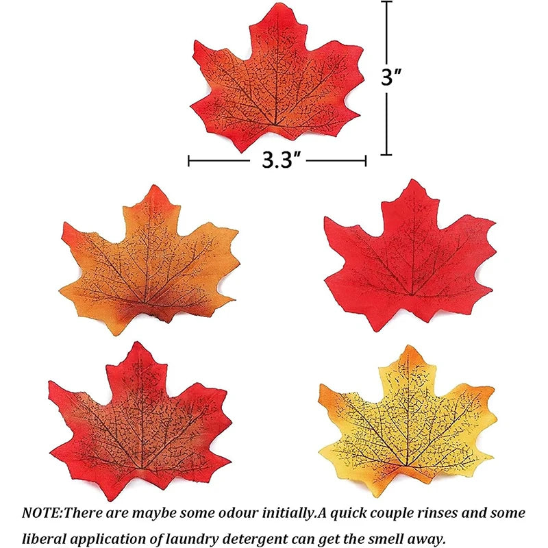 50/100 Pieces Artificial Silk Maple Leaves, Autumn Faux Leaf Garlands, Maple Leaf Vines for Thanksgiving, Halloween, and Wedding Party Decorations. - 02ALABA