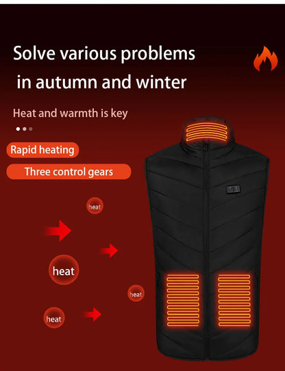 USB-Powered Heated Vest for Men and Women - Electric Heating Jacket with Adjustable Temperature for Outdoor Sports, Camping, Motorcycling, and Winter Activities