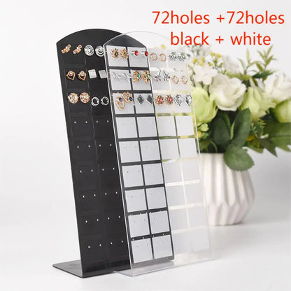2pcs 48/72Holes Portable Earrings Ear Studs Holder Plastic Jewelry Display Holders Earring Showcase Organizer Stand Storage Rack