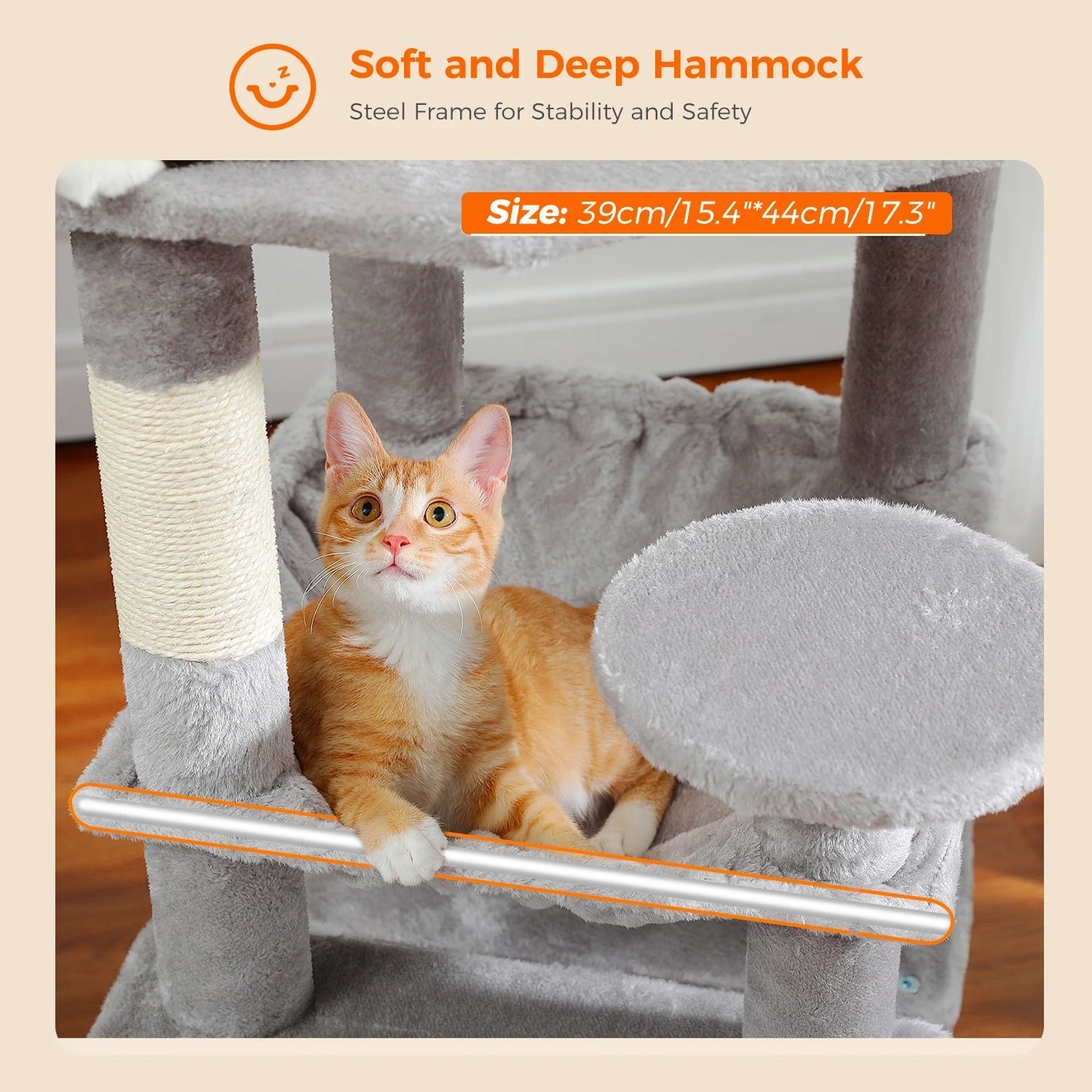Large Cat Tree and Tower for Indoor Cats With Sisal-Covered Scratching Posts Spacious Hammock Padded Perches and Condos Cat Toys
