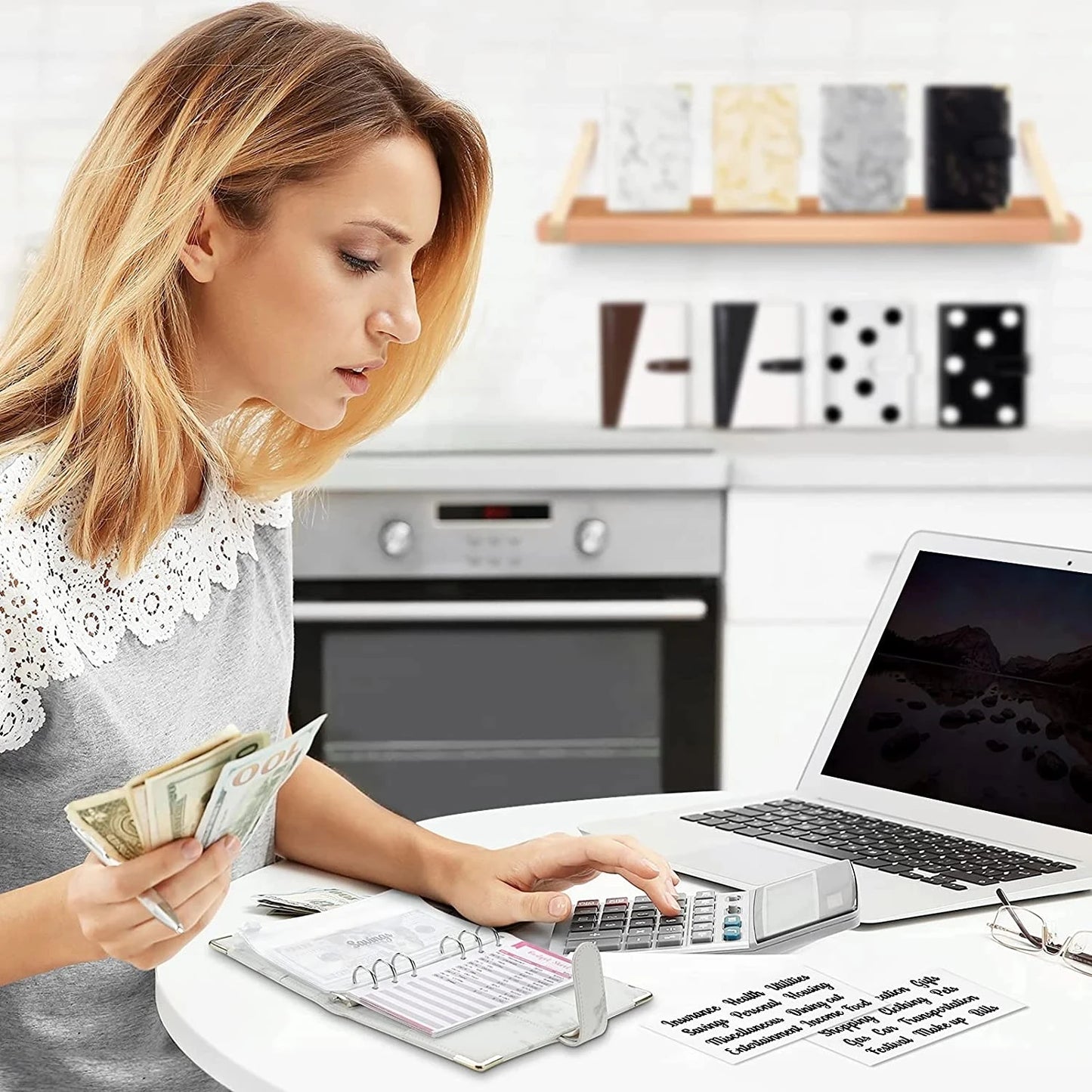 A6 Money Saving Organizer PU Leather Budget Binder Marble Notebook Budgets Planner 2023 Envelope Office School Supplies