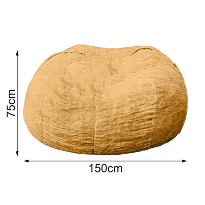 No-Stuffing Gray Bean Bag Chair: Giant Pouf Sofa Bed, Puff Futon Room Seat, Tatami Relax Lounge Furniture - Bag Case Only - 02ALABA