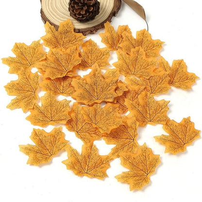 50/100 Pieces Artificial Silk Maple Leaves, Autumn Faux Leaf Garlands, Maple Leaf Vines for Thanksgiving, Halloween, and Wedding Party Decorations. - 02ALABA
