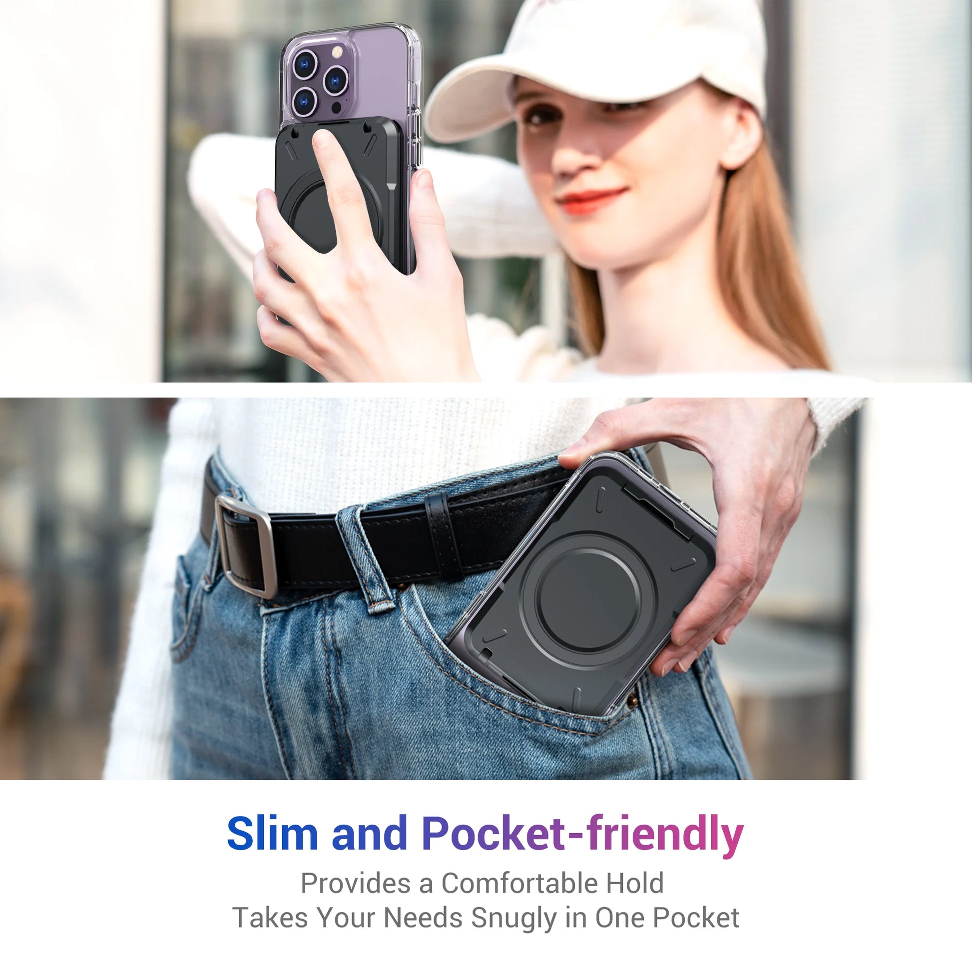 Magnetic Wallet & Card Holder with RFID Blocking Function for iPhone 14 15 Pro/ Pro Max/ 13 Pro Max/ 13 Pro 12 11 MagSafe Wallet - 02ALABA