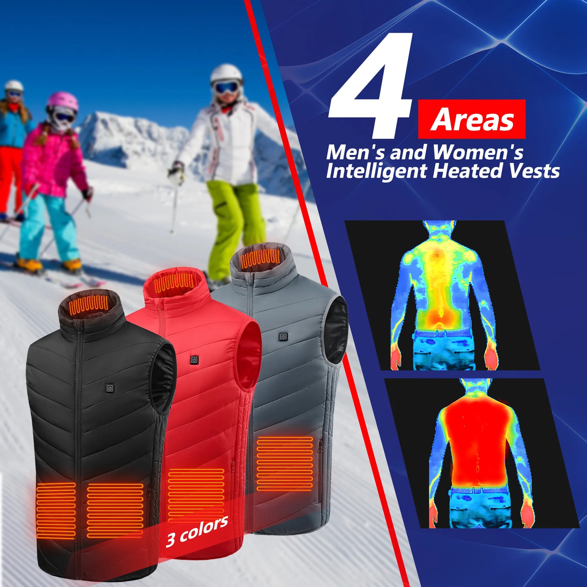 USB-Powered Heated Vest for Men and Women - Electric Heating Jacket with Adjustable Temperature for Outdoor Sports, Camping, Motorcycling, and Winter Activities - 02ALABA