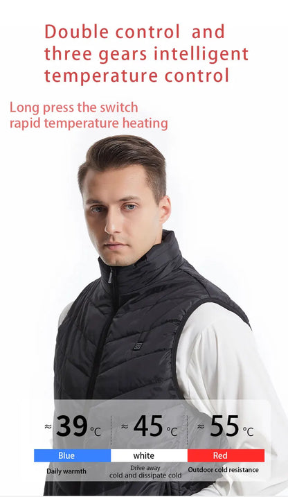 USB-Powered Heated Vest for Men and Women - Electric Heating Jacket with Adjustable Temperature for Outdoor Sports, Camping, Motorcycling, and Winter Activities