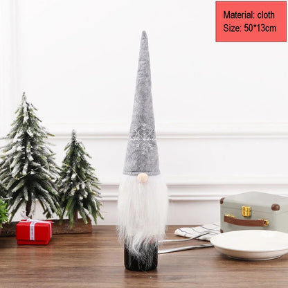 2024 Christmas Wine Bottle Cover Set, Golden Velvet Dress and Cap, Wine Bottle Bag Sleeve for Xmas and New Year Dinner Table Decoration. - 02ALABA