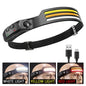 LED Headlamp Built-in Battery Sensor, Head Flashlight USB Rechargeable 5 Lighting Modes Waterproof Headlight - 02ALABA