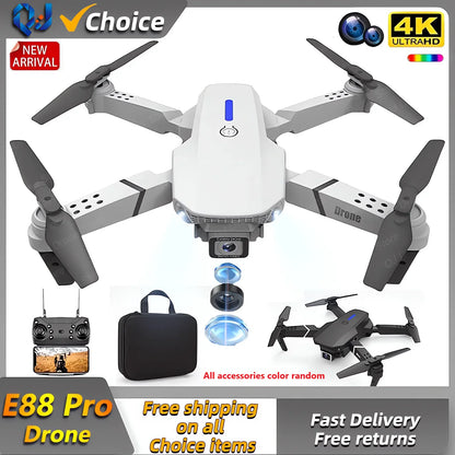 2024 E88Pro RC Drone 4K Professional with 1080P Wide-Angle HD Camera, Foldable Helicopter, Wi-Fi FPV, Height Hold, Gift Toy - 02ALABA