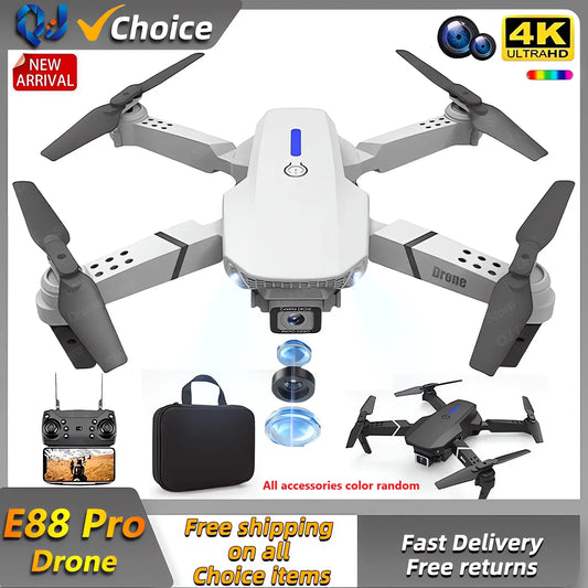 2024 E88Pro RC Drone 4K Professional with 1080P Wide-Angle HD Camera, Foldable Helicopter, Wi-Fi FPV, Height Hold, Gift Toy - 02ALABA