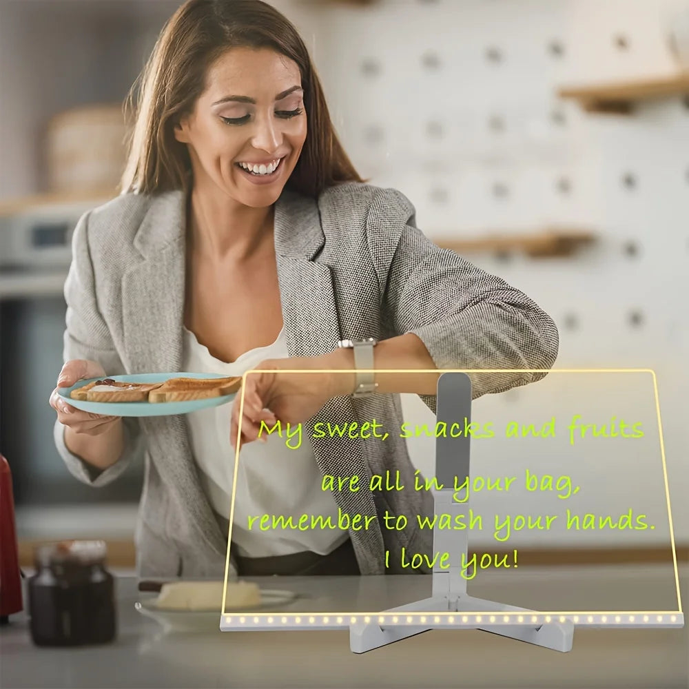 LED Note Board Night Light With Colorful 7 Pens DIY Acrylic Message Board Erasable Painting Drawing Board For Kids Birthday Gift