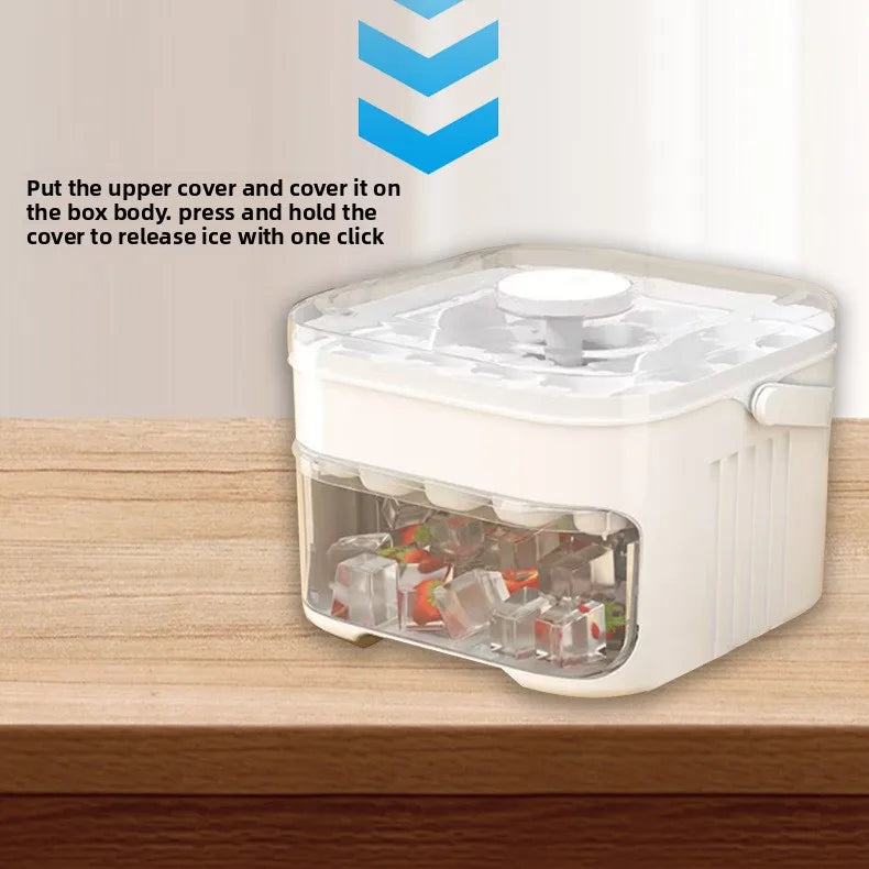 50-Cube Ice Maker with Easy Press Cap with Easy-press Lid Large Capacity Ice Cube Machine Reusable Food-grade Ice Cube Mold