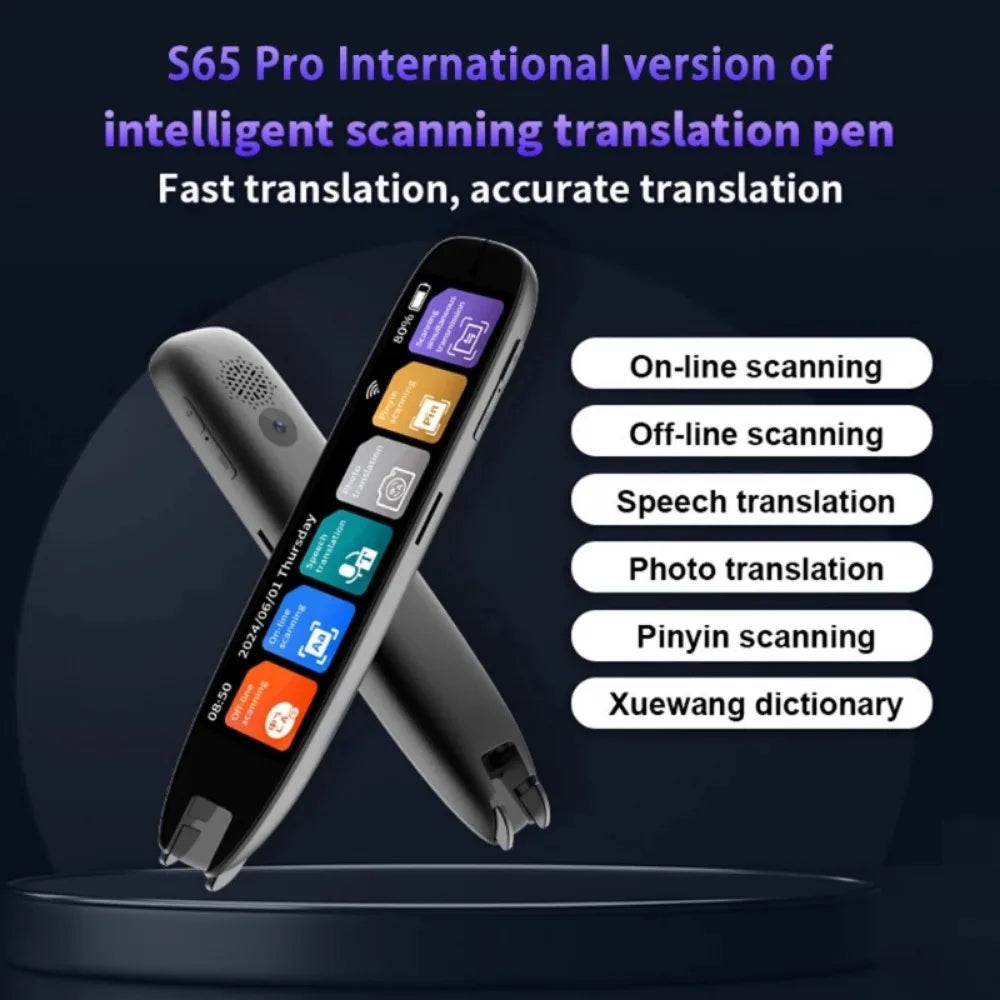 S65 Pro Smart MultifunctionTranslation Real Time Languages Translator Business Dictionary Pen Voice Scan Translator Pen