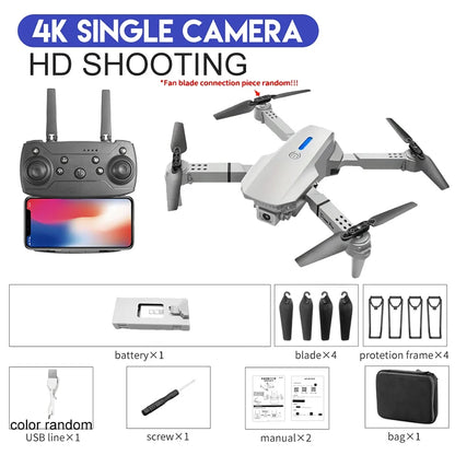 2024 E88Pro RC Drone 4K Professional with 1080P Wide-Angle HD Camera, Foldable Helicopter, Wi-Fi FPV, Height Hold, Gift Toy - 02ALABA