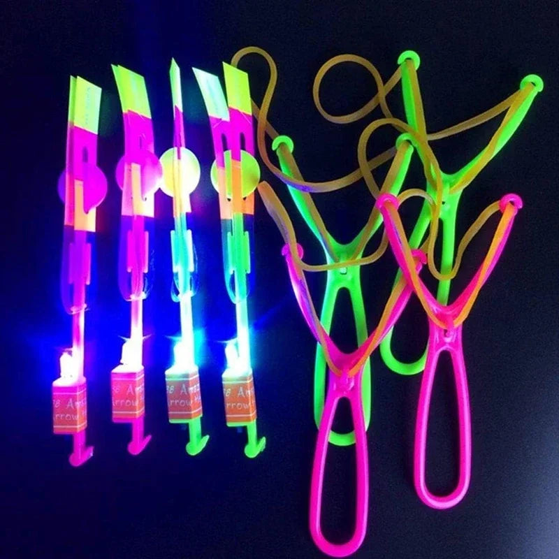 New 50/30/10/5/1Pc Amazing Light Toy Arrow Rocket Helicopter Flying LED Light Toys Party Fun Best Gifts Rubber Band Catapult