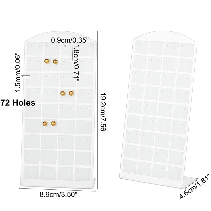 2pcs 48/72Holes Portable Earrings Ear Studs Holder Plastic Jewelry Display Holders Earring Showcase Organizer Stand Storage Rack