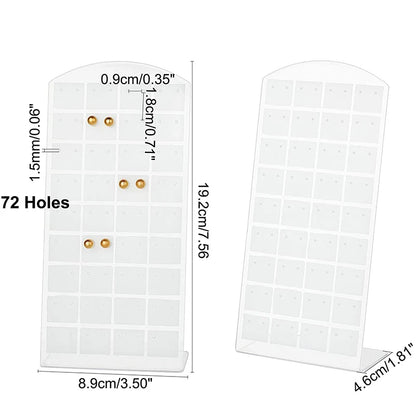 2pcs 48/72Holes Portable Earrings Ear Studs Holder Plastic Jewelry Display Holders Earring Showcase Organizer Stand Storage Rack