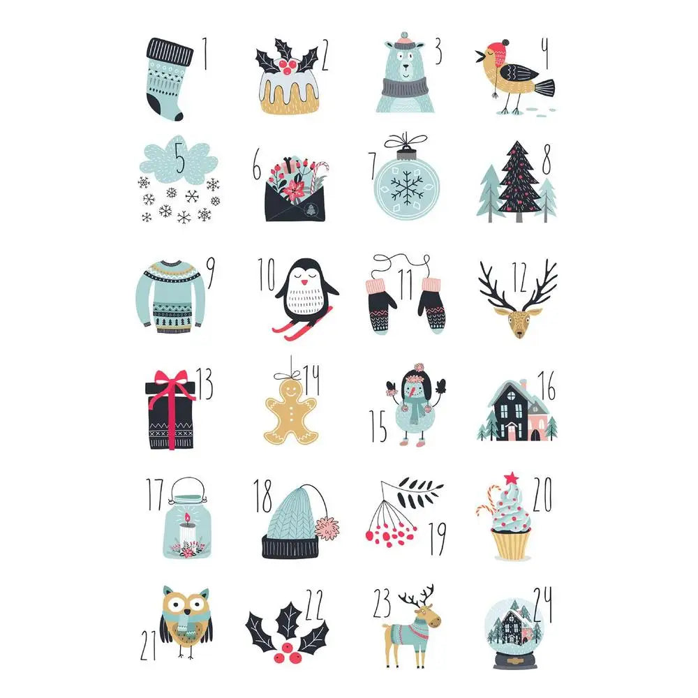 1 Piece 24-Day Christmas Advent Calendar Number Stickers, Multi-Function Gift Packaging Adhesive Labels, Sealing Sticker Decorations. - 02ALABA