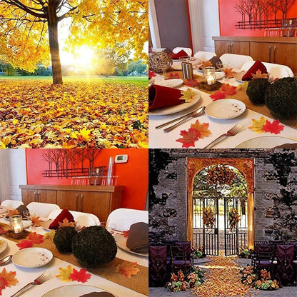 50/100 Pieces Artificial Silk Maple Leaves, Autumn Faux Leaf Garlands, Maple Leaf Vines for Thanksgiving, Halloween, and Wedding Party Decorations. - 02ALABA