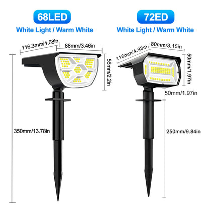 72/68 LED Solar Landscape Lights, IP65 Waterproof Outdoor Solar Light with 3 Modes, Solar Garden Spotlight for Yard, Lawn, Walkway. - 02ALABA
