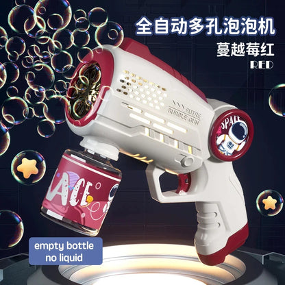 New Porous Astronaut Electric Bubble Gun Kid Toy Bubbles Machine Automatic Soap Blower with Light Summer Outdoor Party Games toy