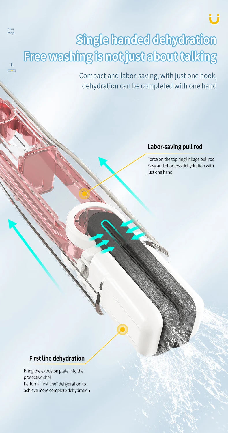 Mini Mop Powerful Squeeze Mini Mop Folding Home Cleaning Mops with Self-squeezing Floor Washing Mops Desk Window Car Clean Tools