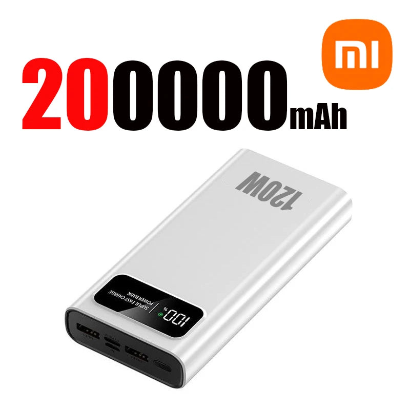 Xiaomi 120W Super Fast Charging 200000mAh High Capacity Power Bank Battery Digital Display Power Bank For Iphone Samsung Huawei - 02ALABA